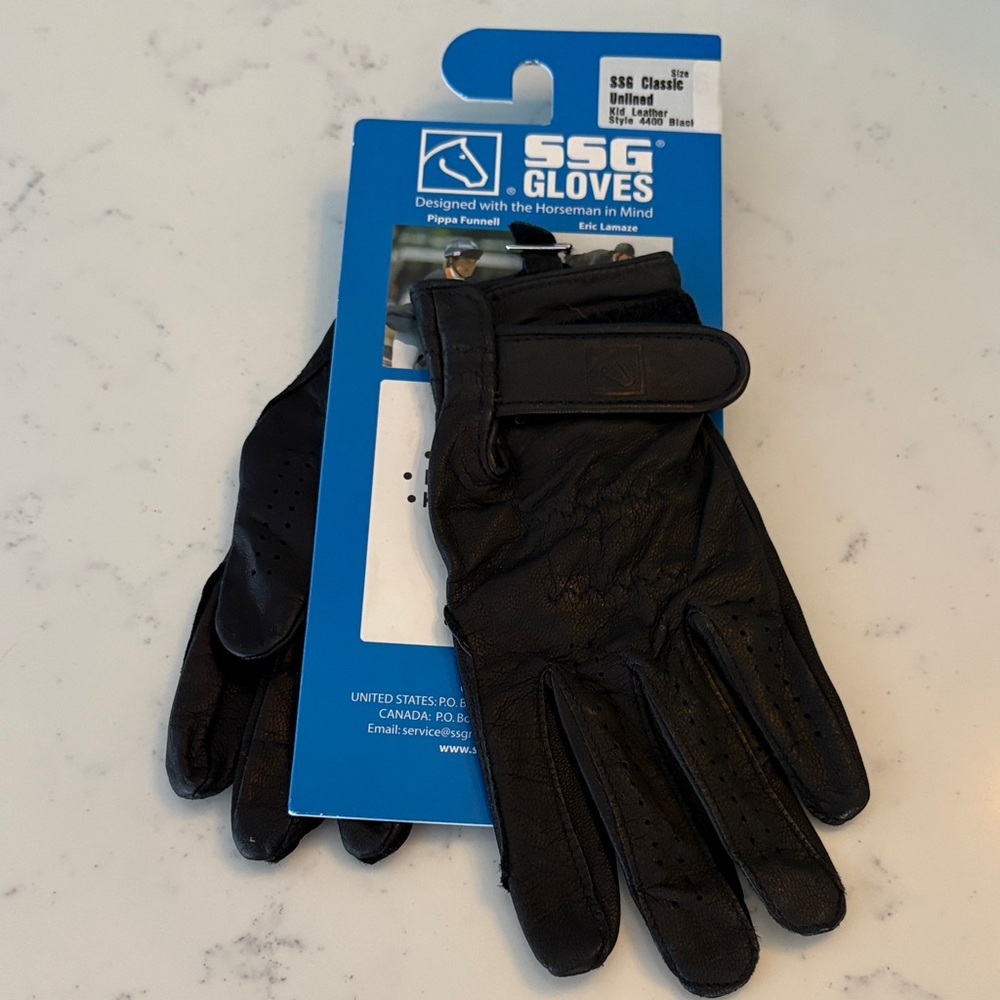 Kids Black Leather Horse Riding Gloves